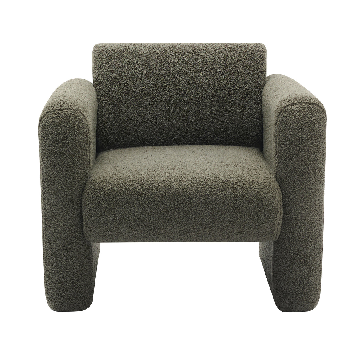 Modern style chair with sheepskin Sherpa fabric soft cushion, comfortable armchair, soft with backrest and pillow, seaweed green - V.I.P Digital Presence
