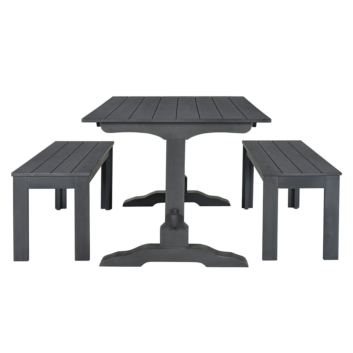TREXM 3-piece retro cutlery set, rectangular stand table, and 2 wooden stools for 4 people (gray) - V.I.P Digital Presence