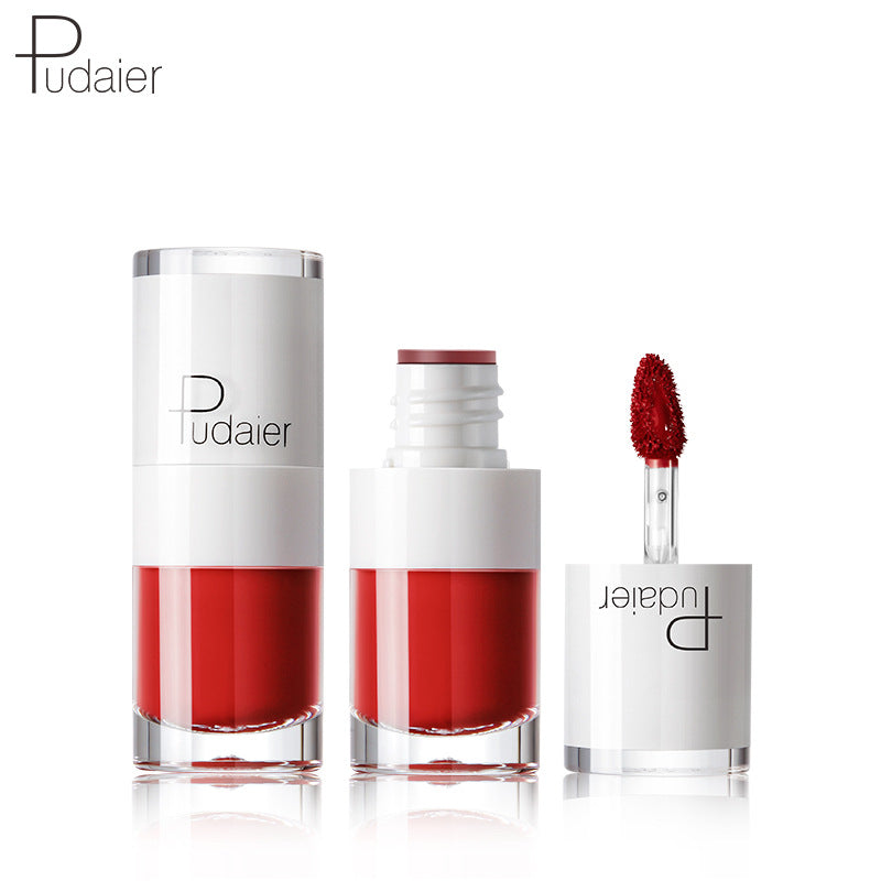 Pudaier Lipstick Small White Bottle Matte Lip Gloss Color Development Moisturizing Not Smudged Waterproof Non-Stick Cup Lip Glaze - V.I.P Digital Presence