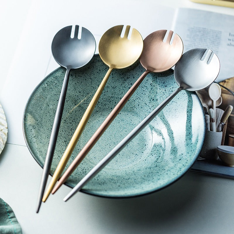 304 stainless steel salad spoon fork ins style Portuguese split spoon fork hotel shared spoon - V.I.P Digital Presence
