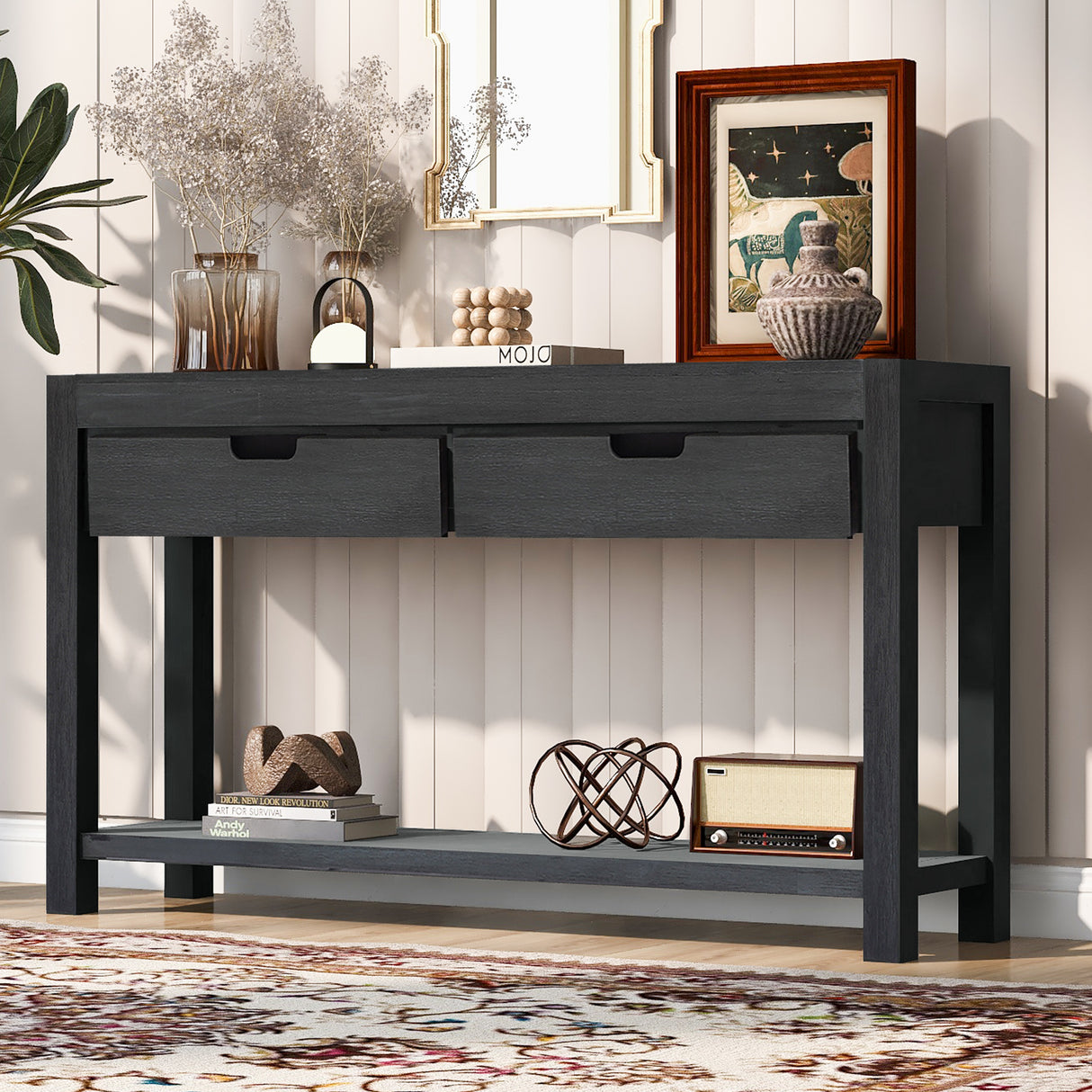U_STYLE Console Table Entryway Table for Hallway Living Room with 2 Drawers and 1 Shelf - V.I.P Digital Presence
