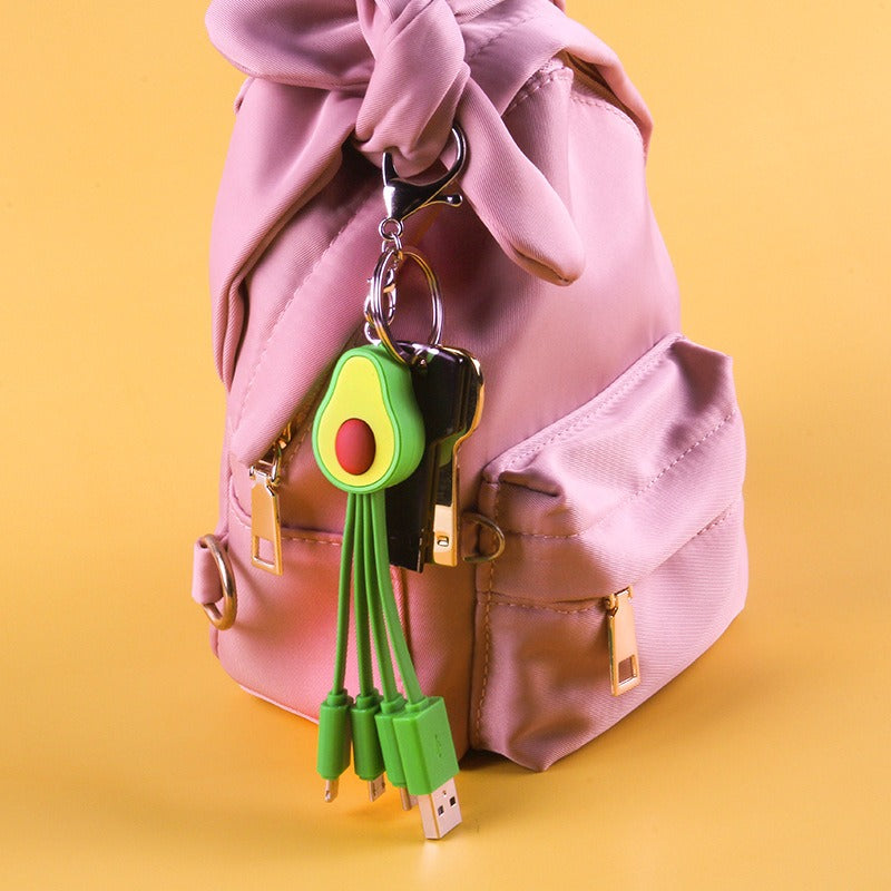 Little Fresh Cartoon Data Cable Avocado Phone Data Cable Cute Girl One to Three Fruit Fast Charging Cable - V.I.P Digital Presence