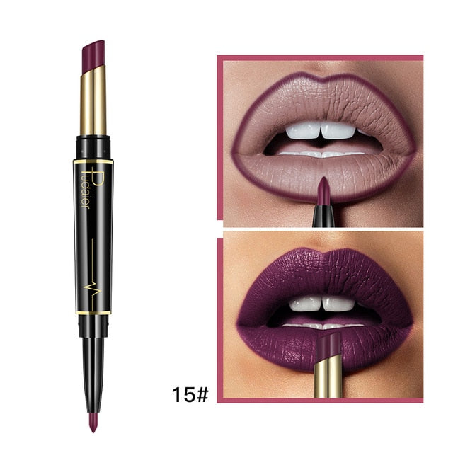 Matte Lipstick Wateproof Double Ended Long Lasting Lipsticks Brand Lip Makeup Cosmetics Nude Dark Red Lips Liner Pencil - V.I.P Digital Presence