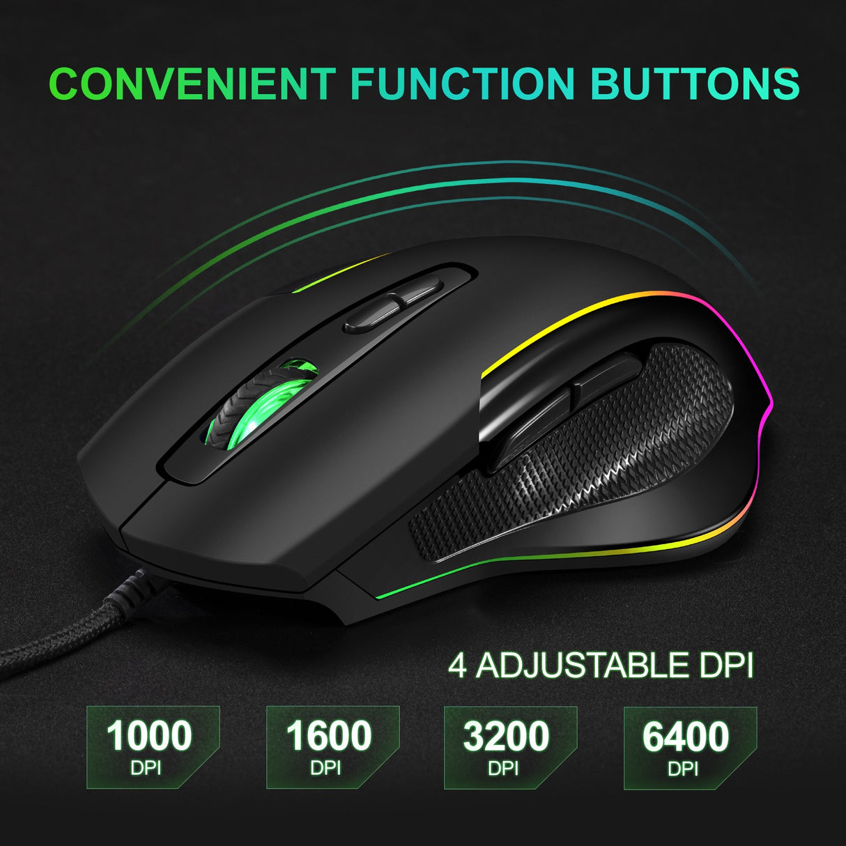 Wired optical gaming mouse with seven key macro light emitting breathing light - V.I.P Digital Presence