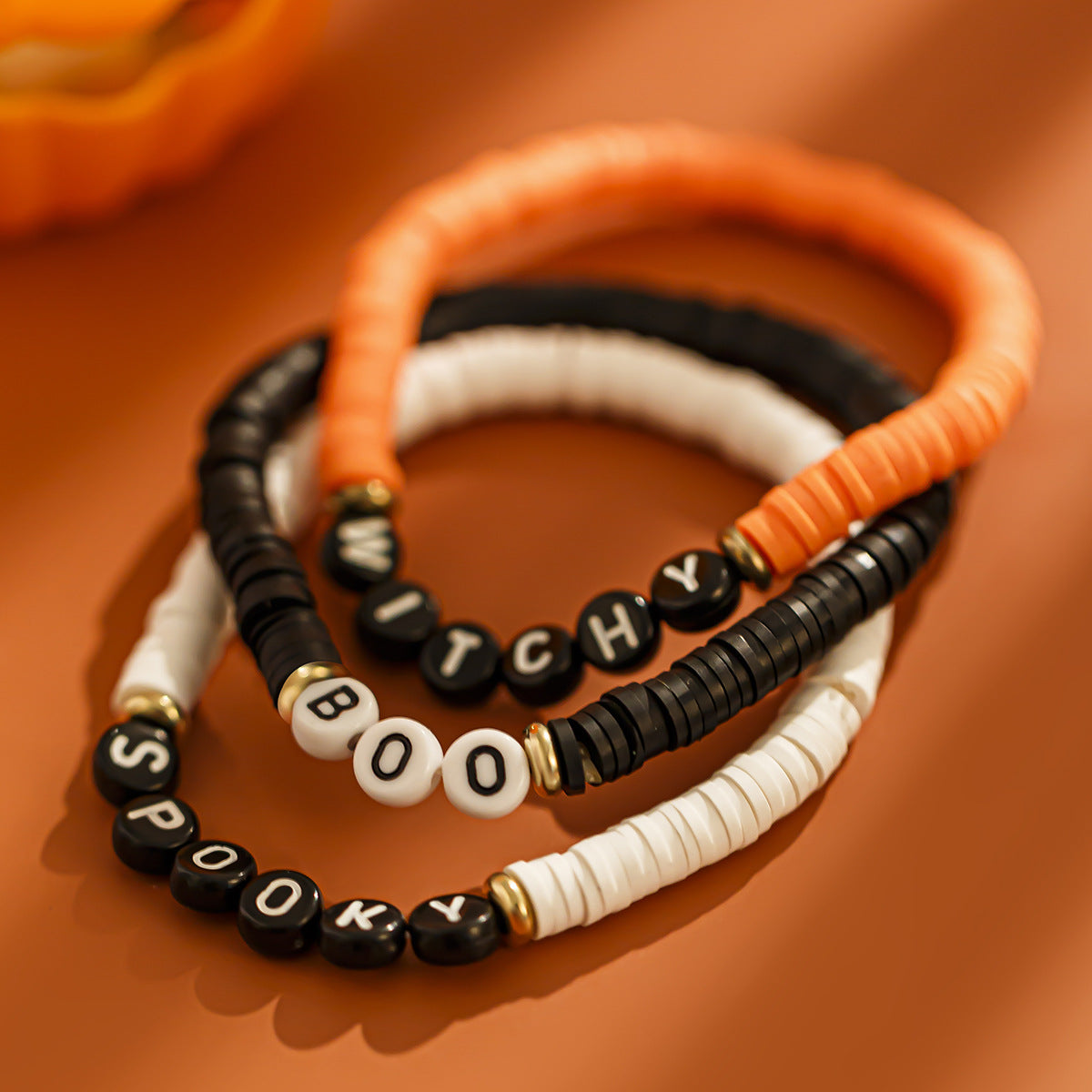Halloween Soft Ceramic Elastic Bracelet Set Dark Wind Pumpkin Head Letter Bracelet - V.I.P Digital Presence