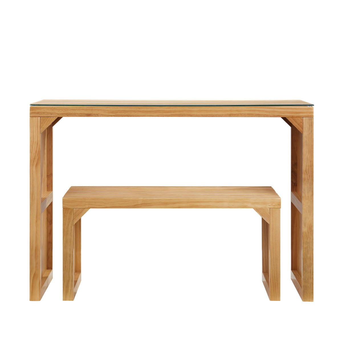 Dining Bench and Table, Pine Indoor Wood Bench for Entryway,Living Room,Kitchen and Bedroom Table (Nature, Long Bench & Table) - V.I.P Digital Presence