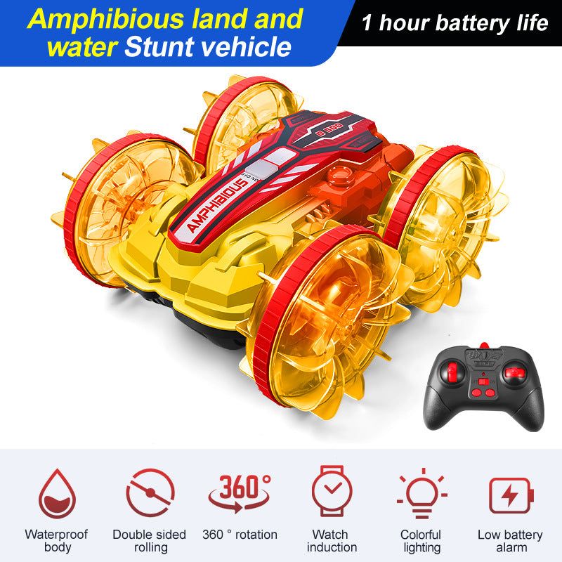 Colorful light wheel double-sided stunt amphibious remote control car watch dual control four-wheel drive power - V.I.P Digital Presence