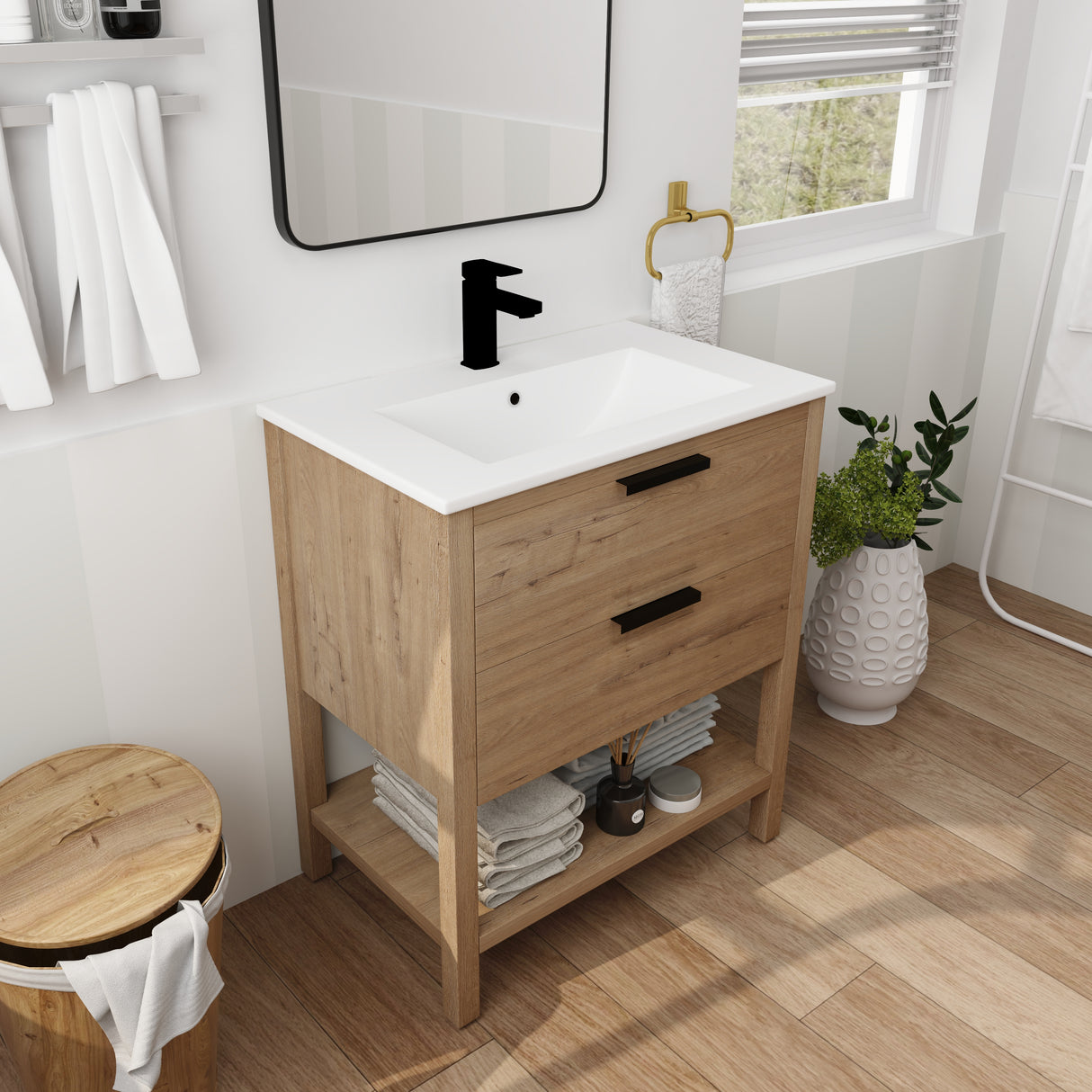 30 Inch Bathroom Vanity Plywood With 2 Drawers-BVB01030IMO-BL9075B - V.I.P Digital Presence