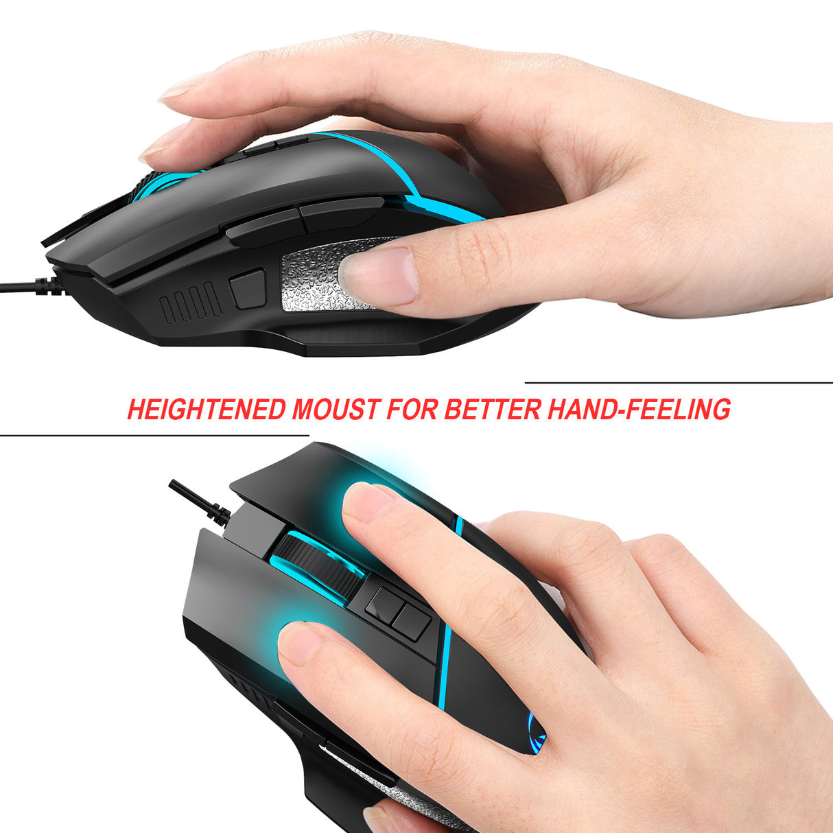 A876 wired mouse with colorful synchronized lighting, 6400dpi adjustable lighting, can turn off gaming mouse - V.I.P Digital Presence