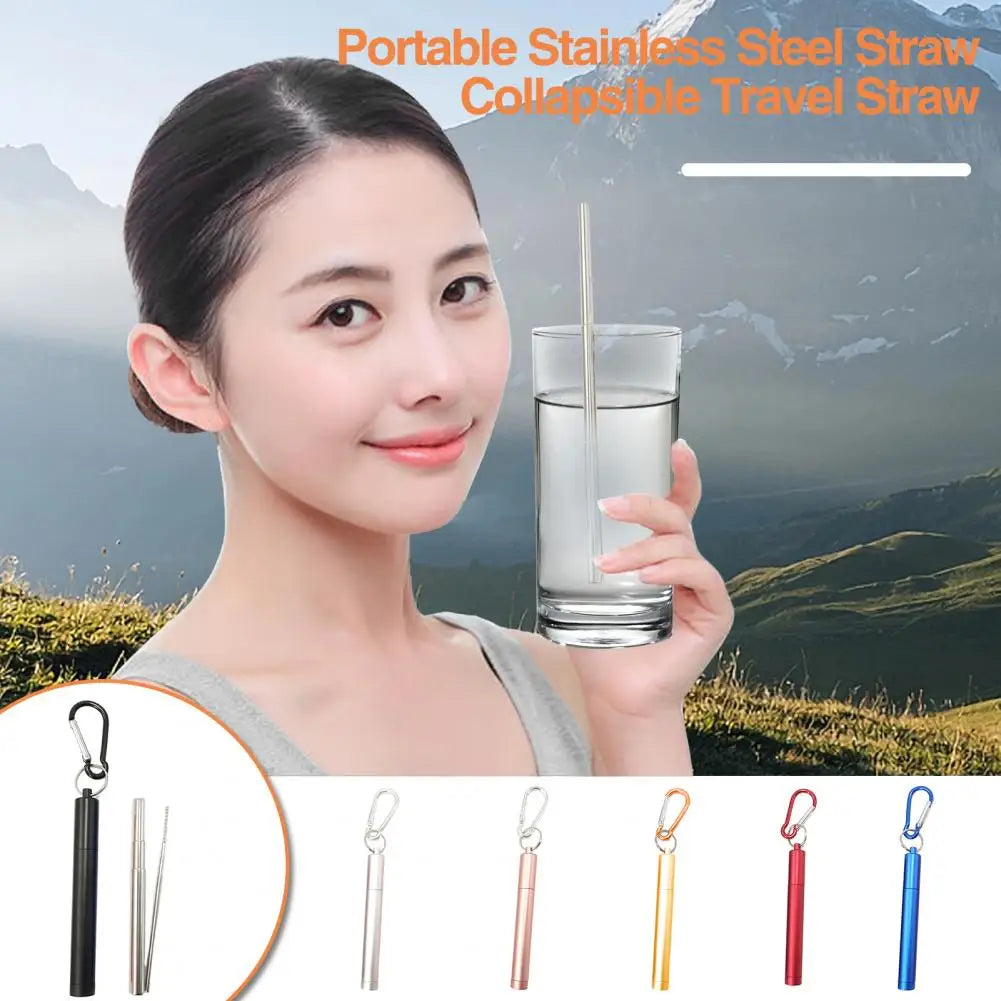 1 Set Reusable Telescopic Straw Set Portable Stainless Steel Easy To Clean Straw With Carry Case - V.I.P Digital Presence