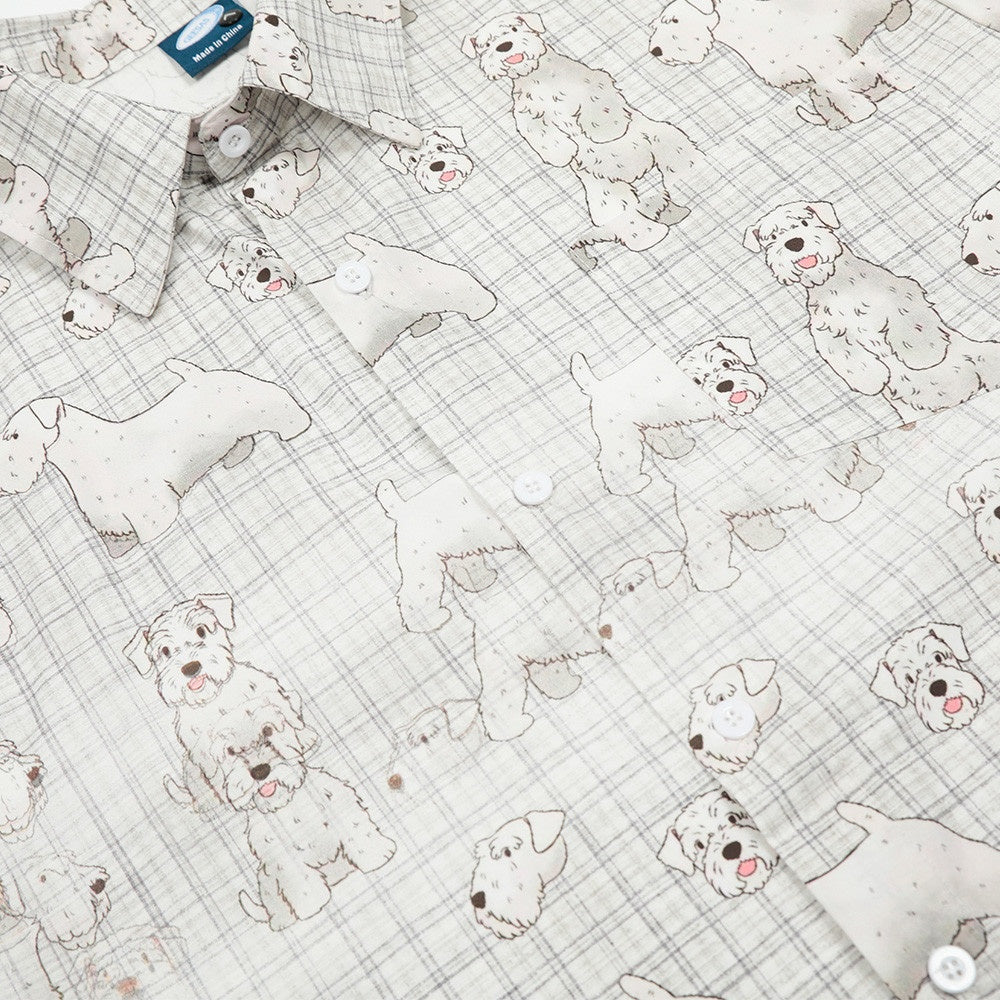Digital Full Print Cartoon Dog Plaid Short Sleeve Shirt Loose Casual Turn-Down Collar Summer Shirt for Men - V.I.P Digital Presence