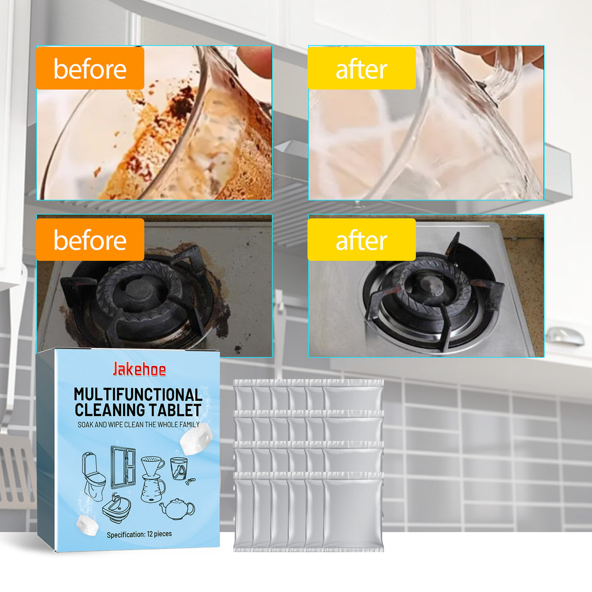 Multifunctional Kitchen Cleaning Tablets, Home Kitchen Stove Kitchen Utensils Stainless Steel Heavy Oil Cleaning And Descaling - V.I.P Digital Presence