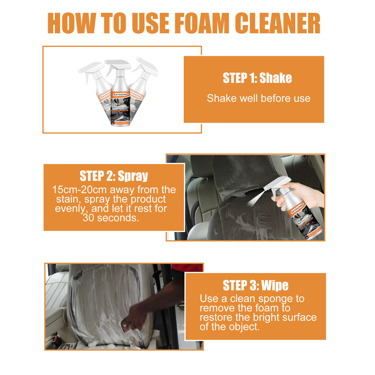 Multi-Purpose Foam Cleaner For Cars, Interior Steering Wheel Plastic Fabric Seat Stain Cleaner - V.I.P Digital Presence
