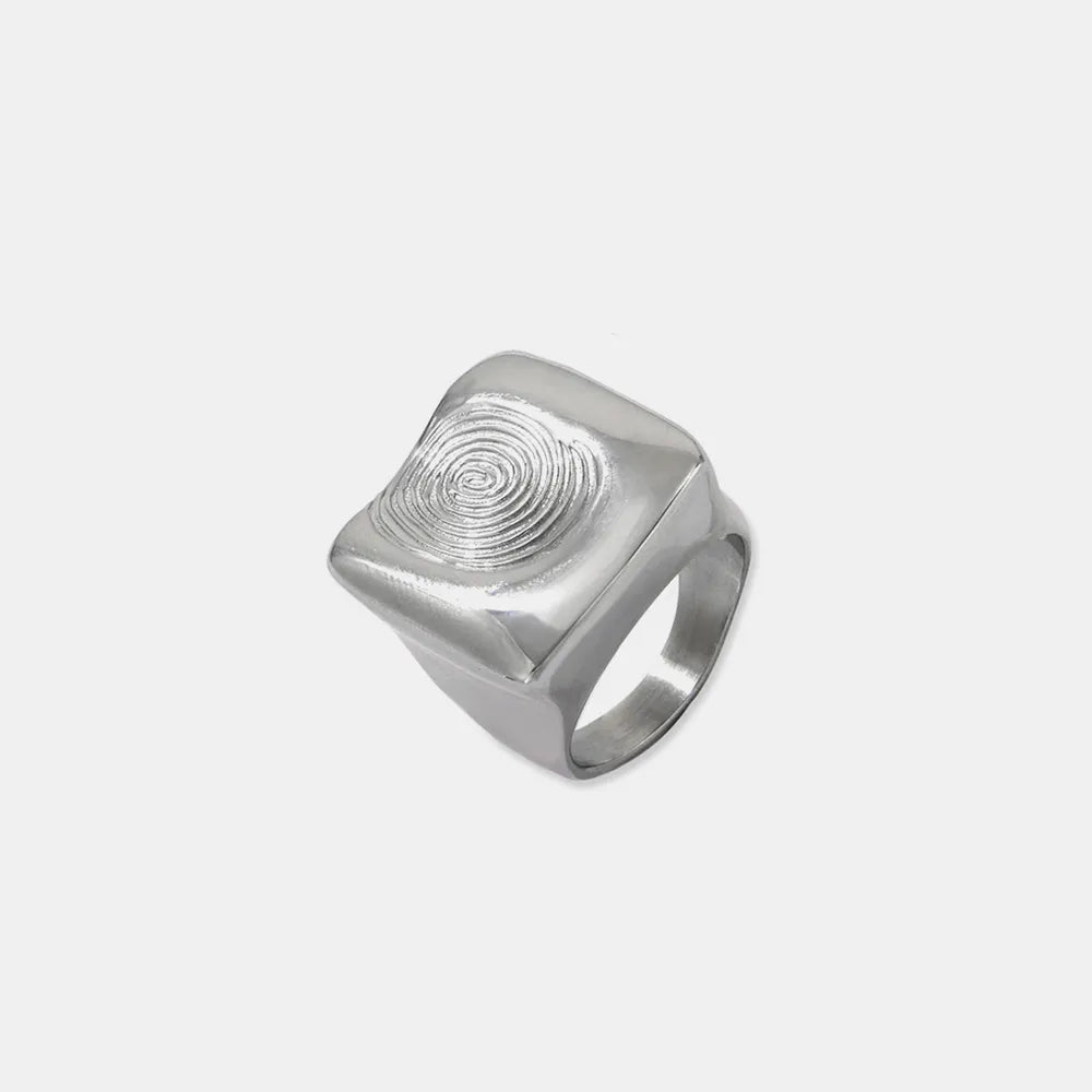 Titanium Steel Fingerprint Signet Ring - V.I.P Digital Presence