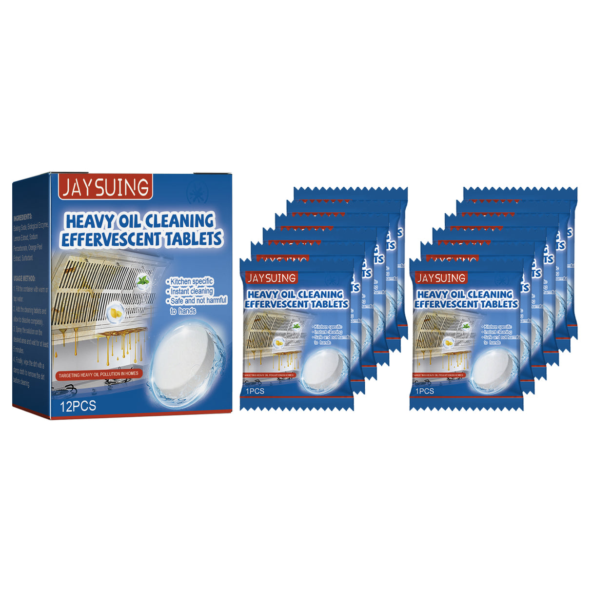 Kitchen Oil Stain Cleaning Tablets Heavy Oil Dirt Stain Cleaning Effervescent Tablets Kitchen Range Hood Cooktop - V.I.P Digital Presence