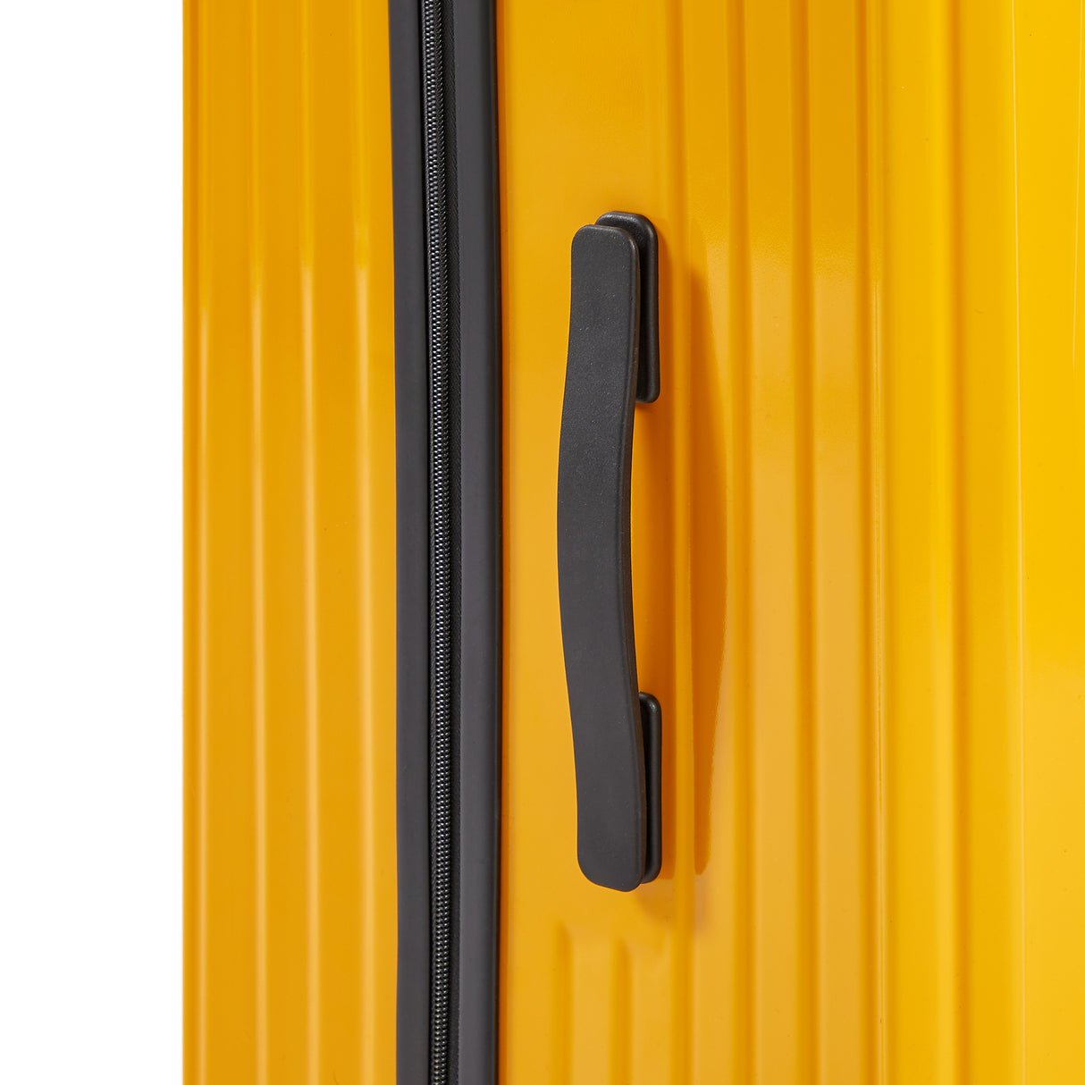 Luggage Set 4 pcs (20"/24"/29"/Travel Bag), PC+ABS Durable Lightweight Luggage with Collapsible Cup Holder TSA Lock, Yellow