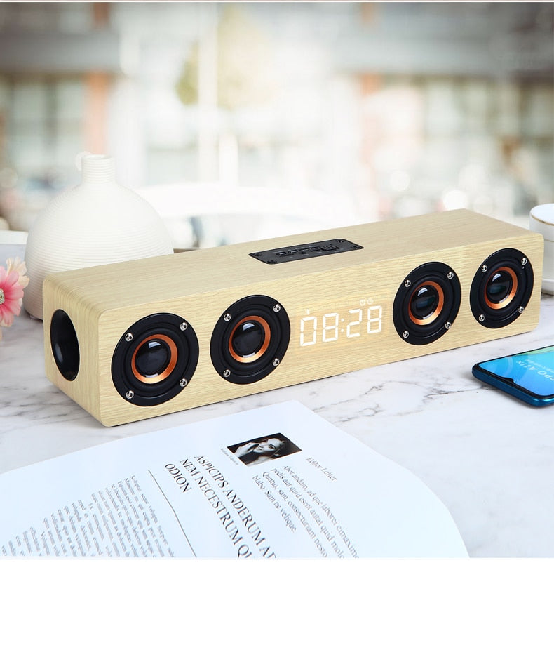 Home theater portable column Bluetooth Speaker Wireless wood speaker Alarm Clock Radio subwoofer Soundbar for TV speaker AUX USB - V.I.P Digital Presence