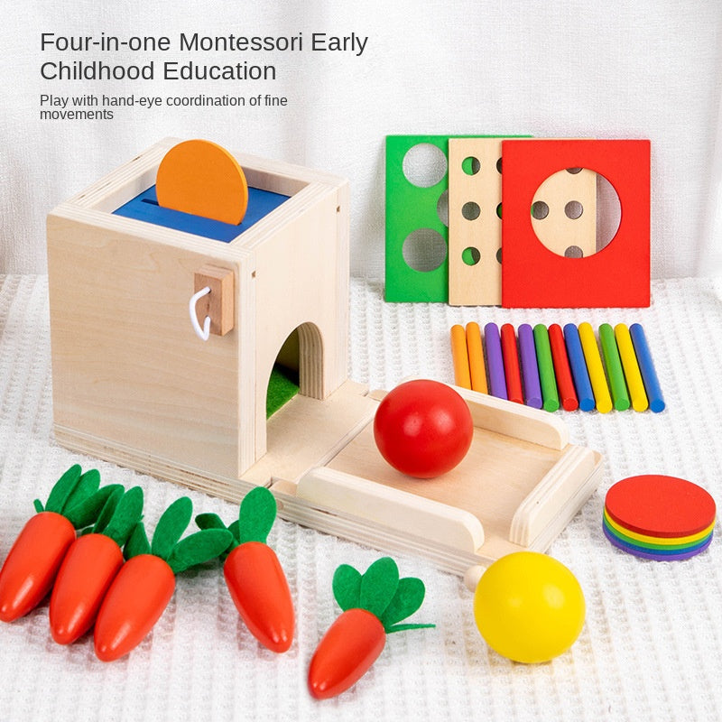Montessori Four in One Coin Box Multi functional Stick Pulling Carrot Preschool Building Blocks Color Matching Intelligence Box Toy - V.I.P Digital Presence