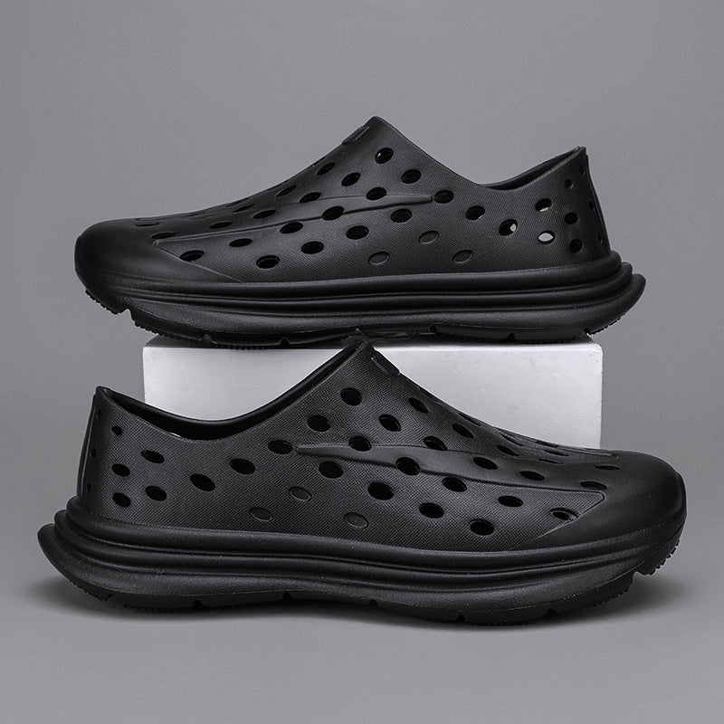 Hollow hole shoes for men one foot sandals fashionable and casual soft soled toe wrapped beach shoes - V.I.P Digital Presence