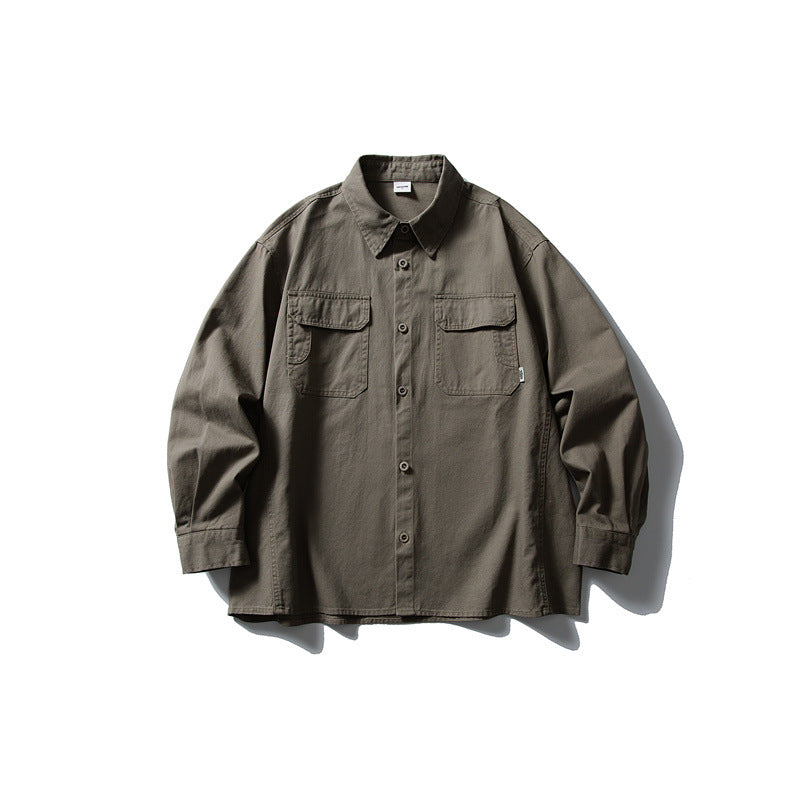 Pocket casual workwear shirt men's loose long sleeved shirt - V.I.P Digital Presence