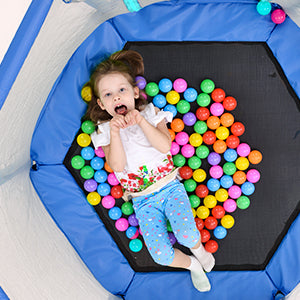55'' Toddlers Trampoline with Safety Enclosure Net and Balls, Indoor Outdoor Mini Trampoline for Kids - V.I.P Digital Presence
