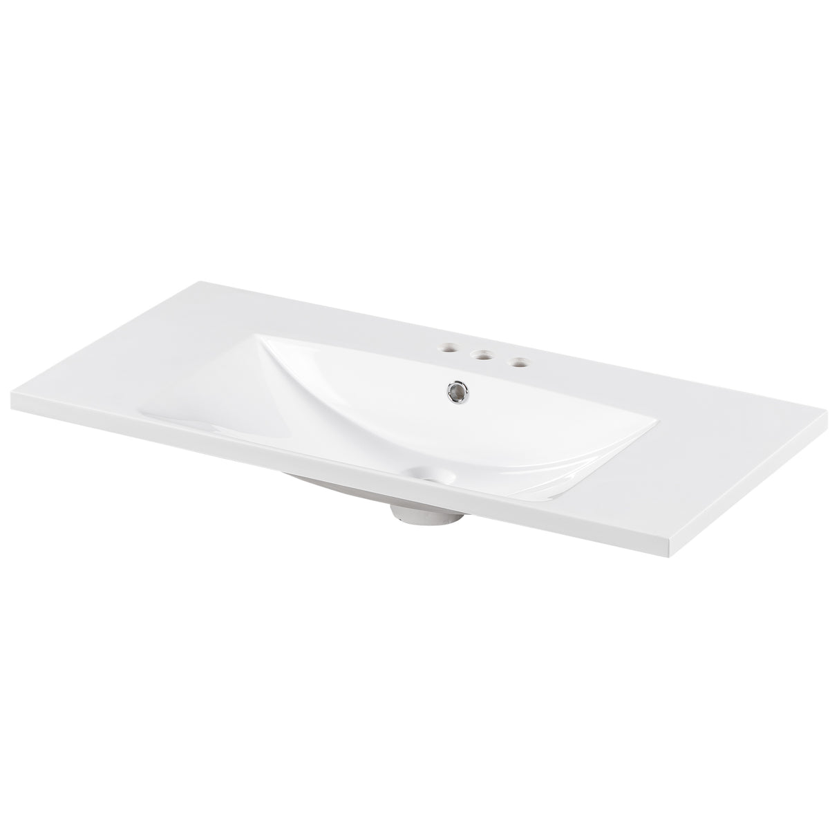 36" Single Bathroom Basin Sink, Vanity Top Only, 3-Faucet Holes, Resin - V.I.P Digital Presence