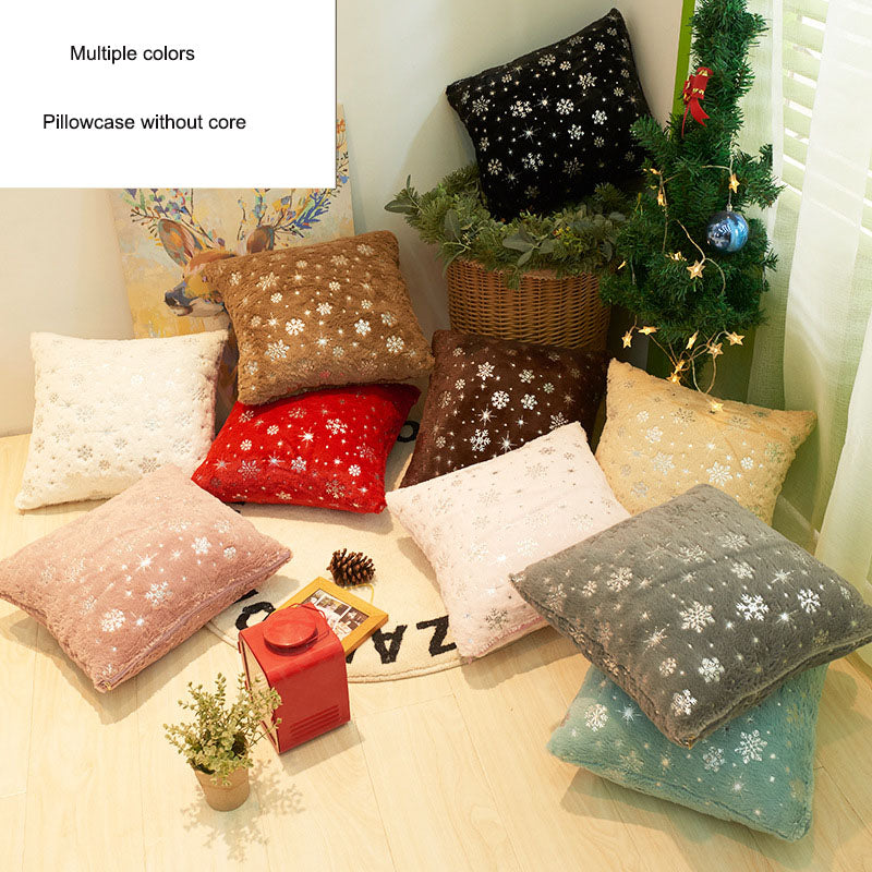 Christmas Snowflake Plush Hot Silver Sofa Pillowcase (excluding core) Home Pillow Cover - V.I.P Digital Presence