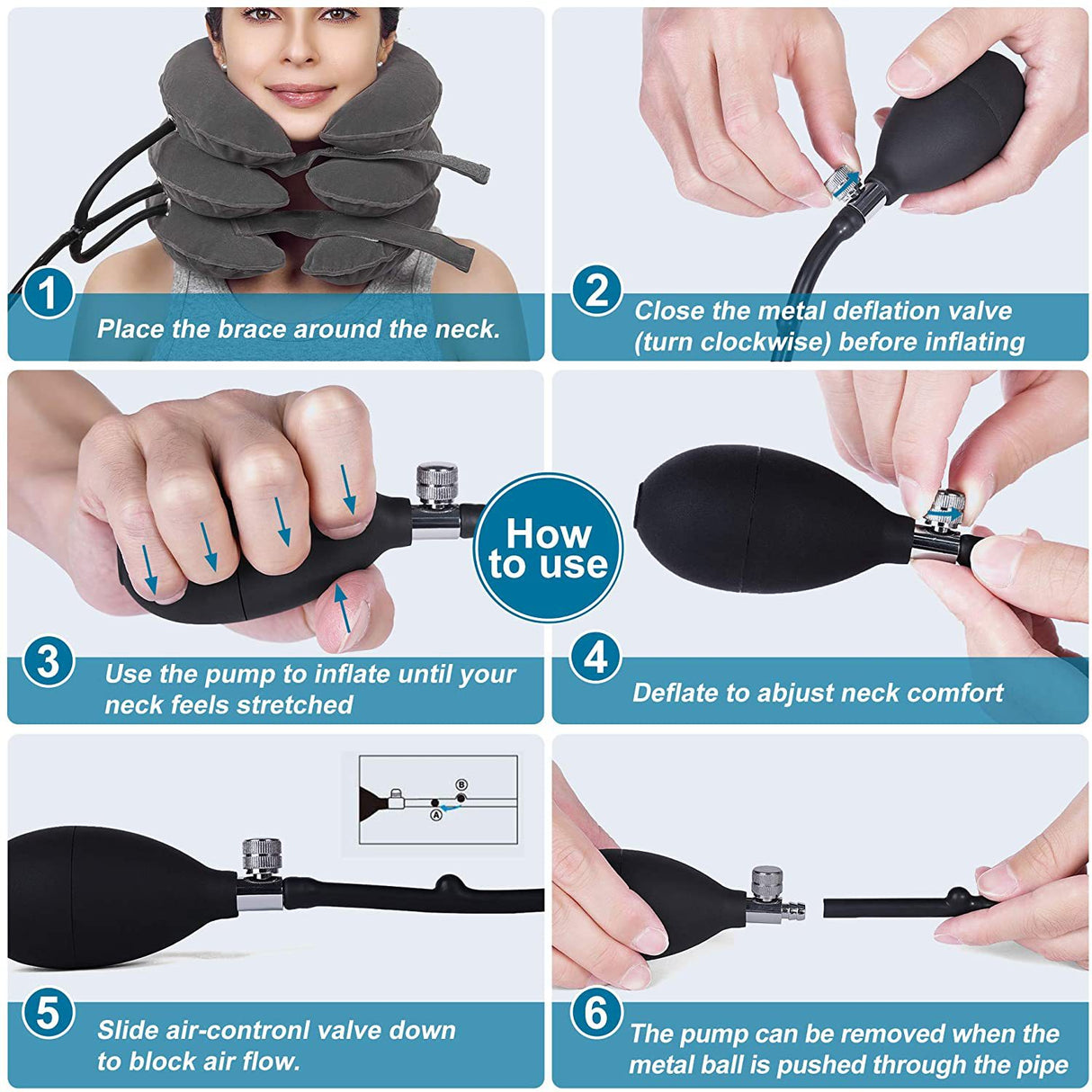 Cervical Traction Device Neck Support Pillow Inflatable Adjustable Neck Stretcher Three-Layer Inflatable Neck Pillow - V.I.P Digital Presence