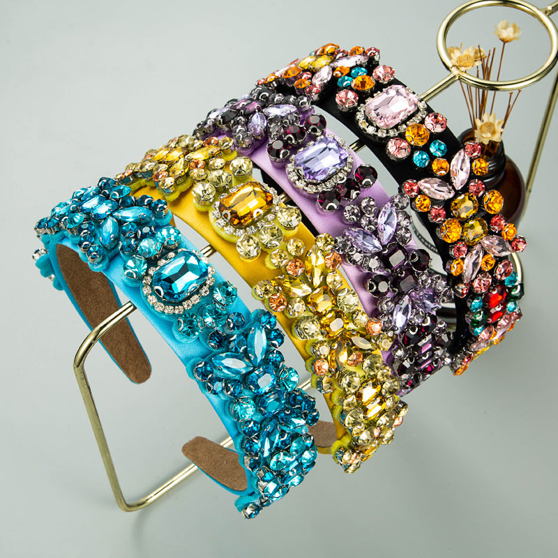 Summer New Fashion Headband Ladies Baroque Retro Headband Set With Colorful Rhinestones Full Diamond Hair Accessories - V.I.P Digital Presence