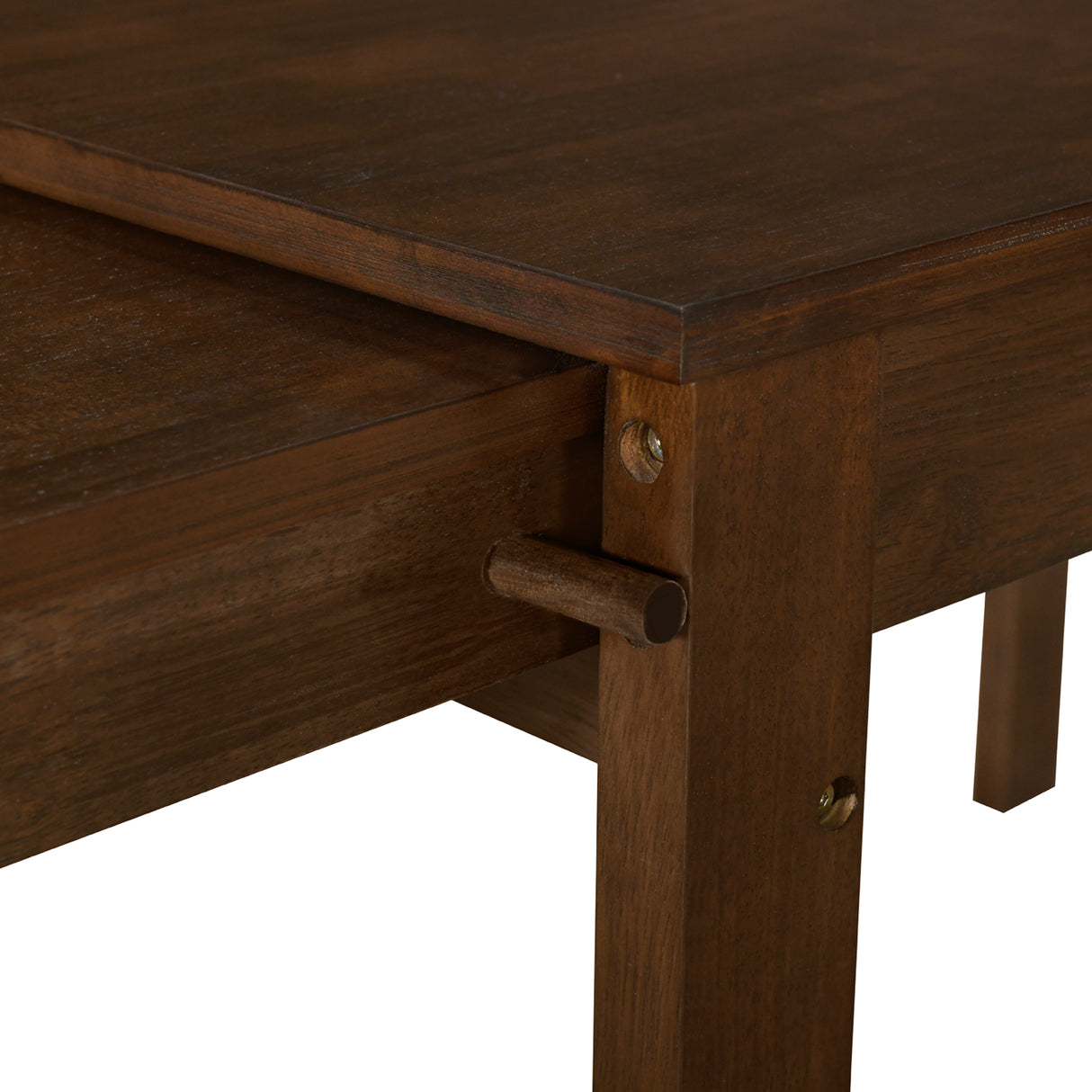 TOPMAX 65 "5-piece set with wheels and expandable dining table set 17.7" pull-out side table and small dining chair Brown