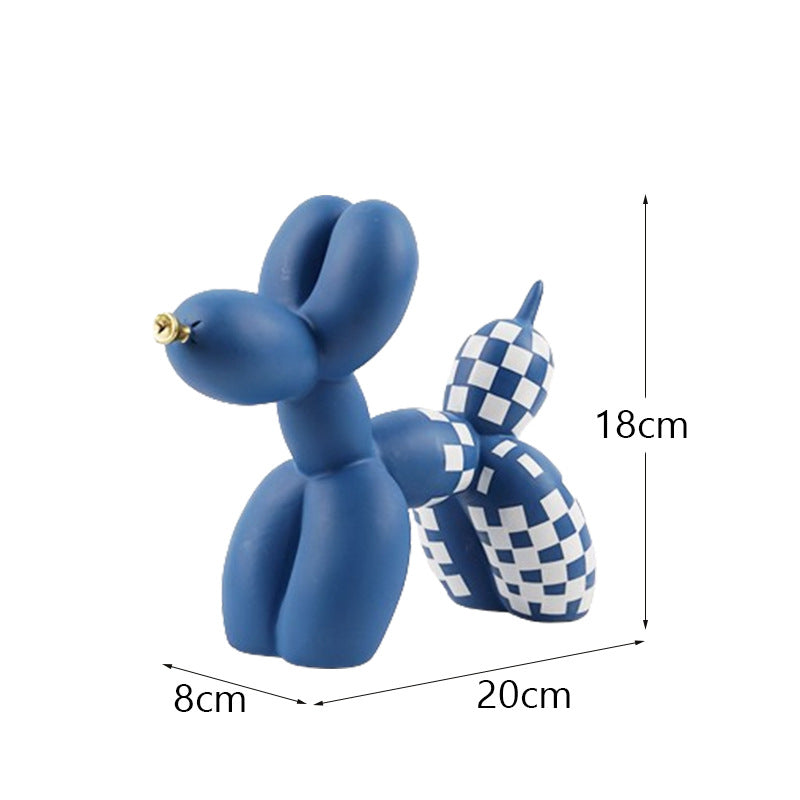 New black and white plaid balloon dog ornaments creative TV cabinet wine cabinet living room porch resin crafts - V.I.P Digital Presence