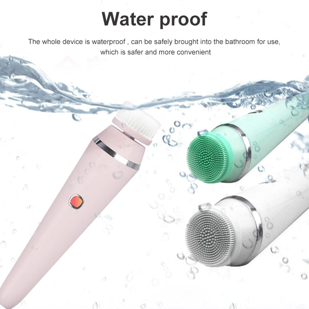 4 IN 1 Electric Face Deep Cleansing Brush Spin Pore Cleaner Face Wash Machine Makeup Remove Waterproof Facial Massager Skin Care - V.I.P Digital Presence