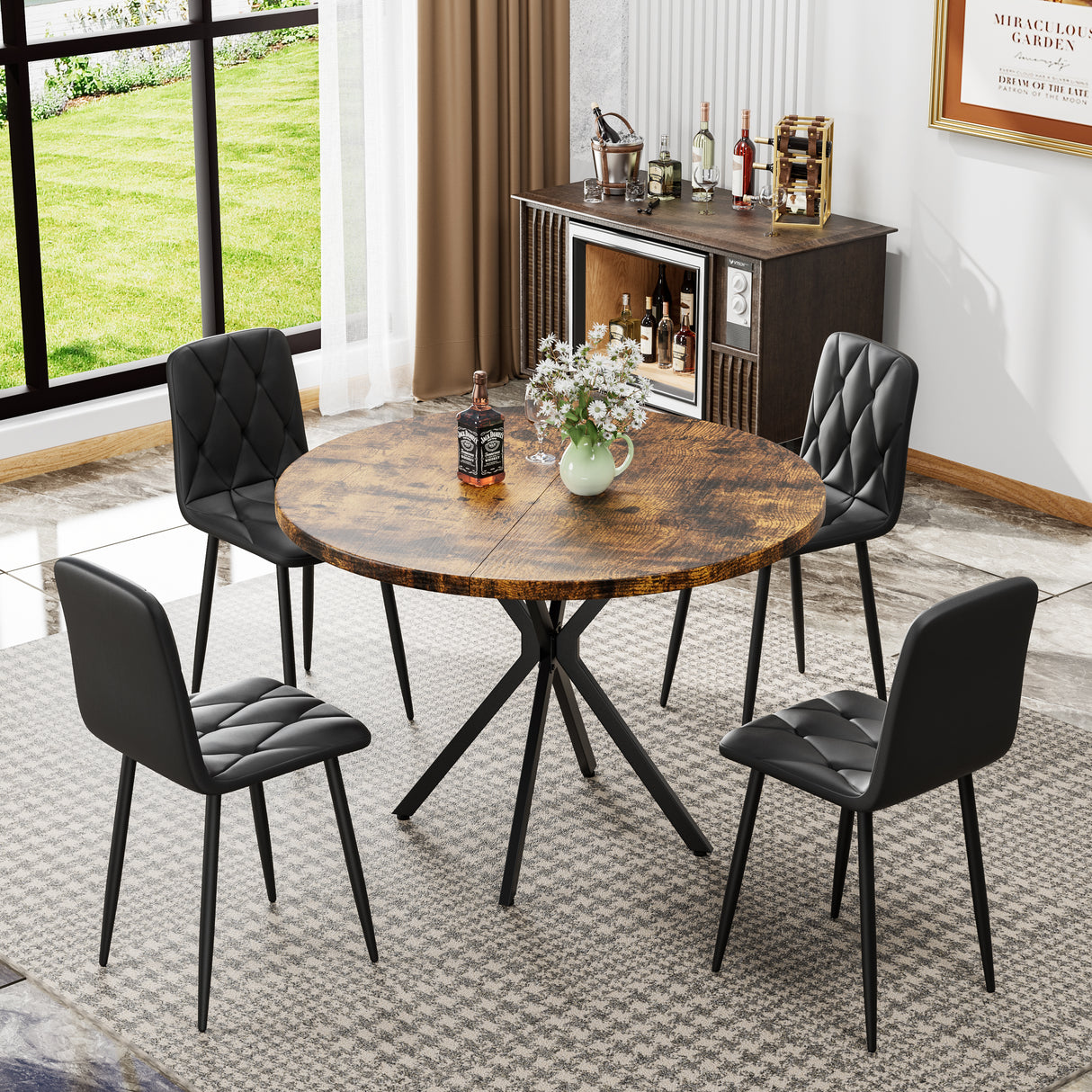 Dining Chairs Set of 4, Modern Kitchen Dining Room Chairs, PU Dining Chair Upholstered Cushion Seat and Sturdy Metal Legs - V.I.P Digital Presence
