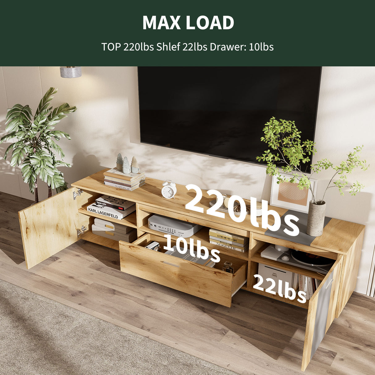 70 inch modern TV stand with 3 cabinets and drawers, entertainment center can accommodate TVs under 80 inches - V.I.P Digital Presence