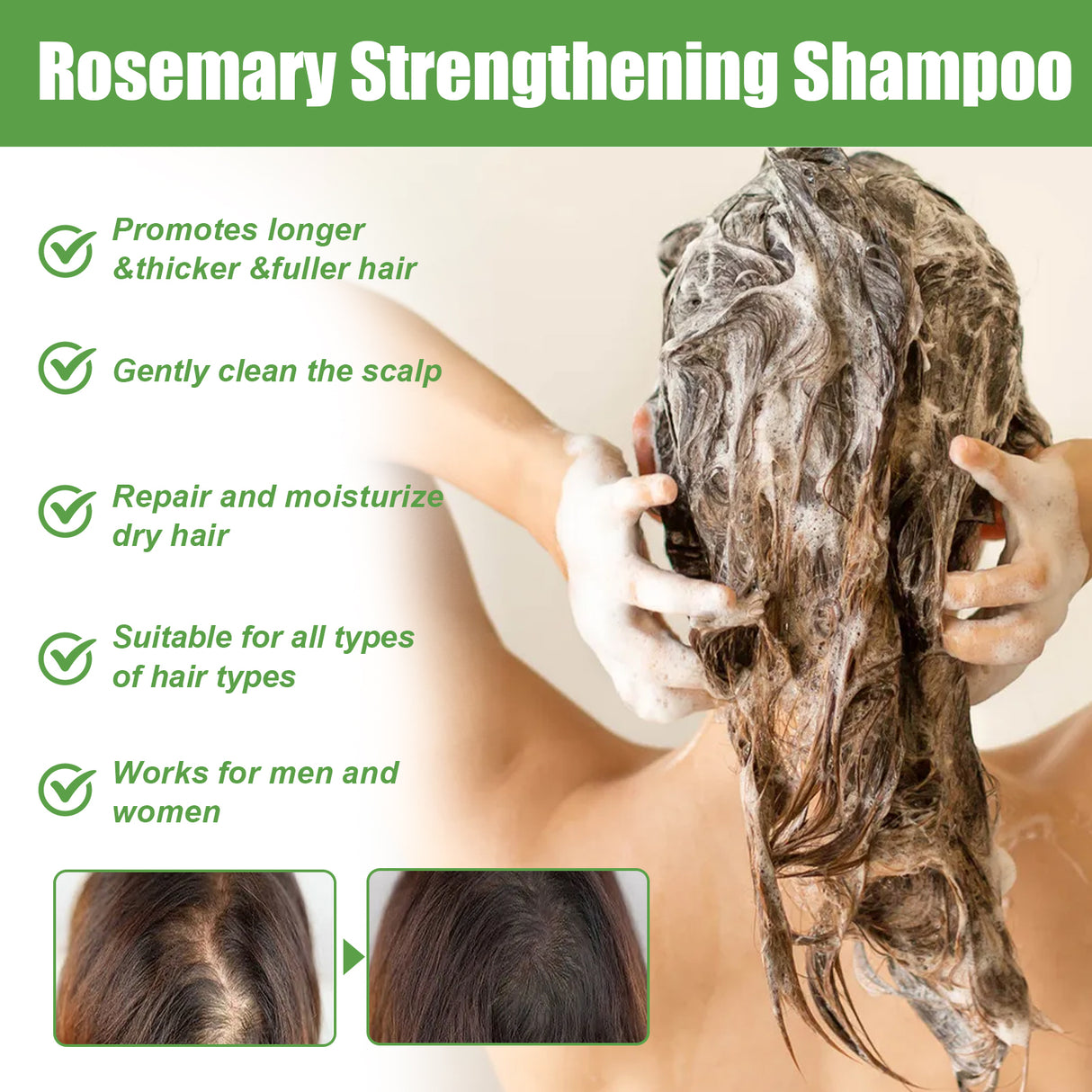 Rosemary Shampoo Deep Cleansing Massage Scalp Moisturizing Soft Dense Hair Shampoo - V.I.P Digital Presence