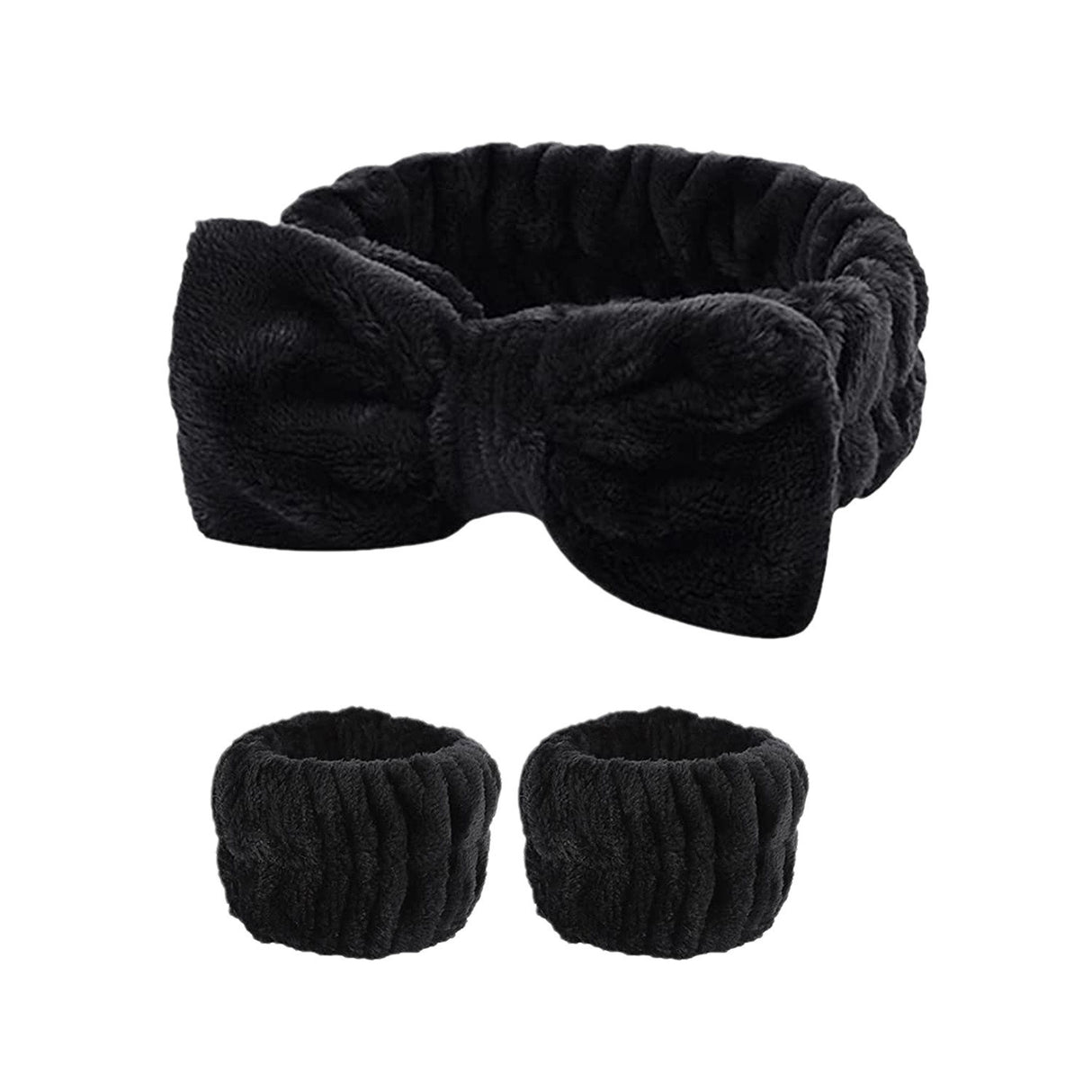 Wash face headband waterproof wrist strap set butterfly bow simple headband wrist 3-piece set - V.I.P Digital Presence