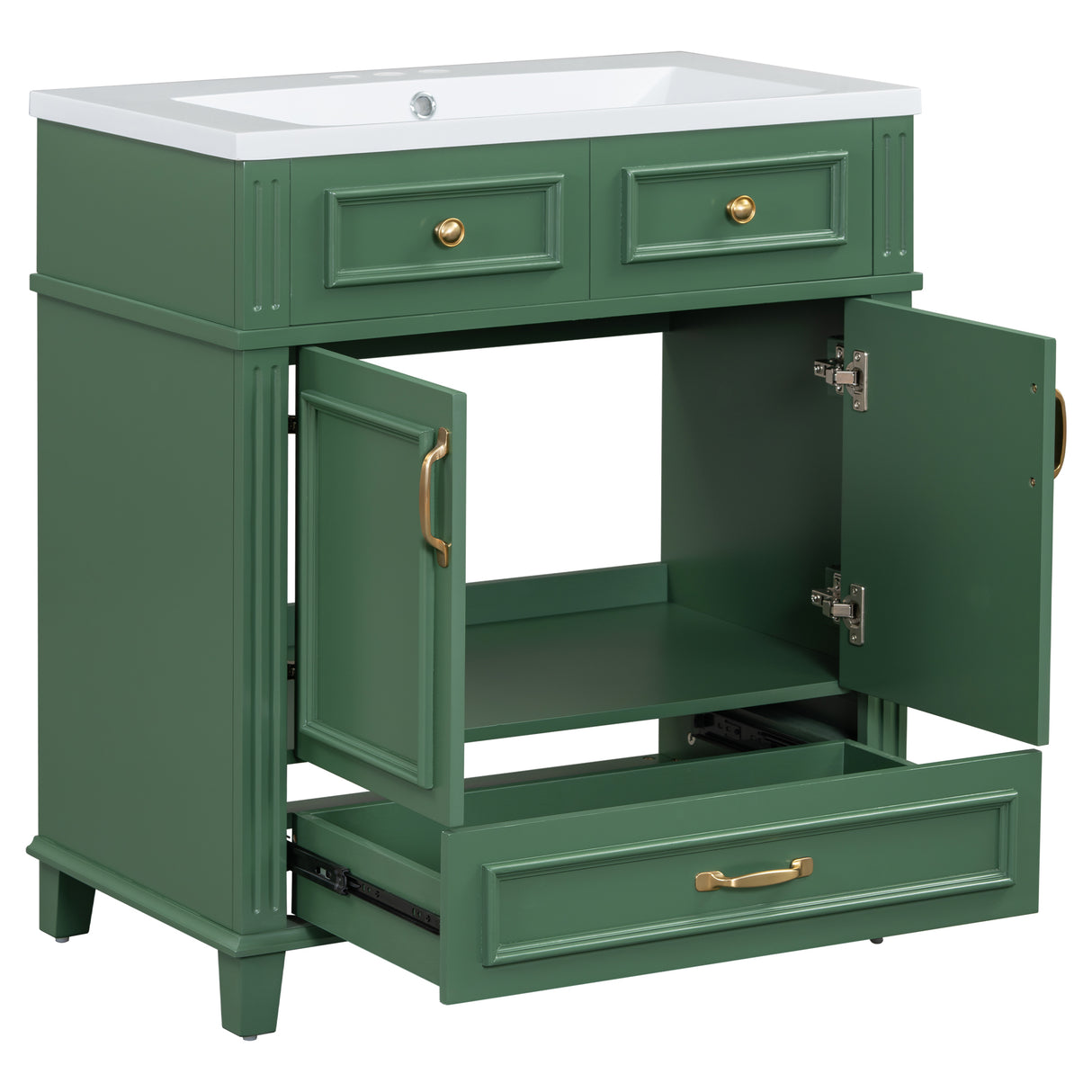 30 inch uncovered bathroom vanity with soft closed door, limited to solid wood frame bathroom storage cabinet green - V.I.P Digital Presence