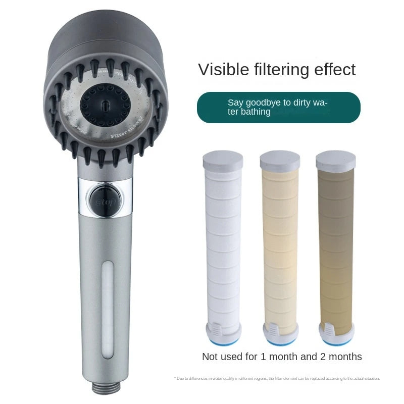 Supercharged Filter Spray Three-Speed Shower Nozzle Shower Shower Head Handheld Faucet - V.I.P Digital Presence
