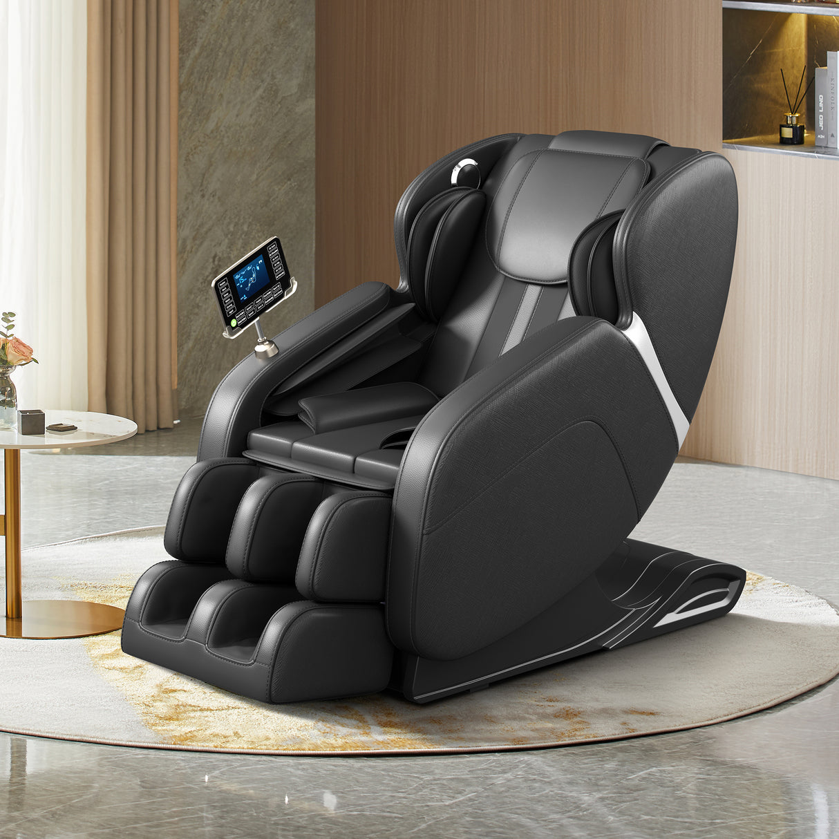 Full body deep tissue massage chair, foot massage, 8 fixed massage rollers, touch screen suitable for 5.1-5.75 feet high (black) - V.I.P Digital Presence