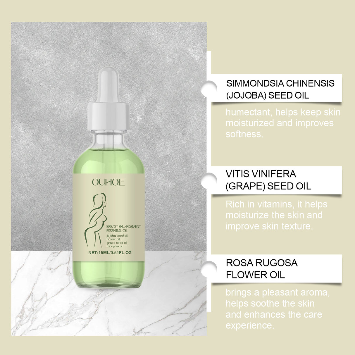 Beauty Cream Essential Oil, Moisturizing And Firming Chest Care To Enhance Skin Daily Massage Beauty Care Essential Oil