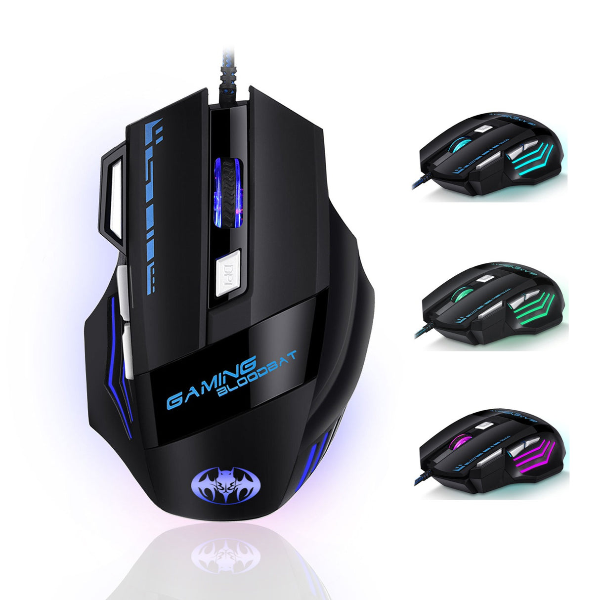 USB wired optical gaming mouse with 8 buttons illuminated breathing light firepower button - V.I.P Digital Presence