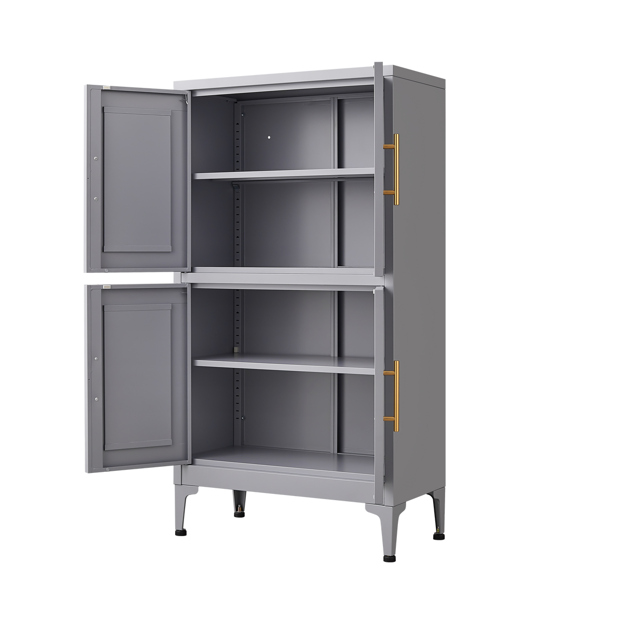Grey metal kitchen storage cabinet, kitchen pantry storage cabinet with door and shelf, adjustable leveling feet - V.I.P Digital Presence