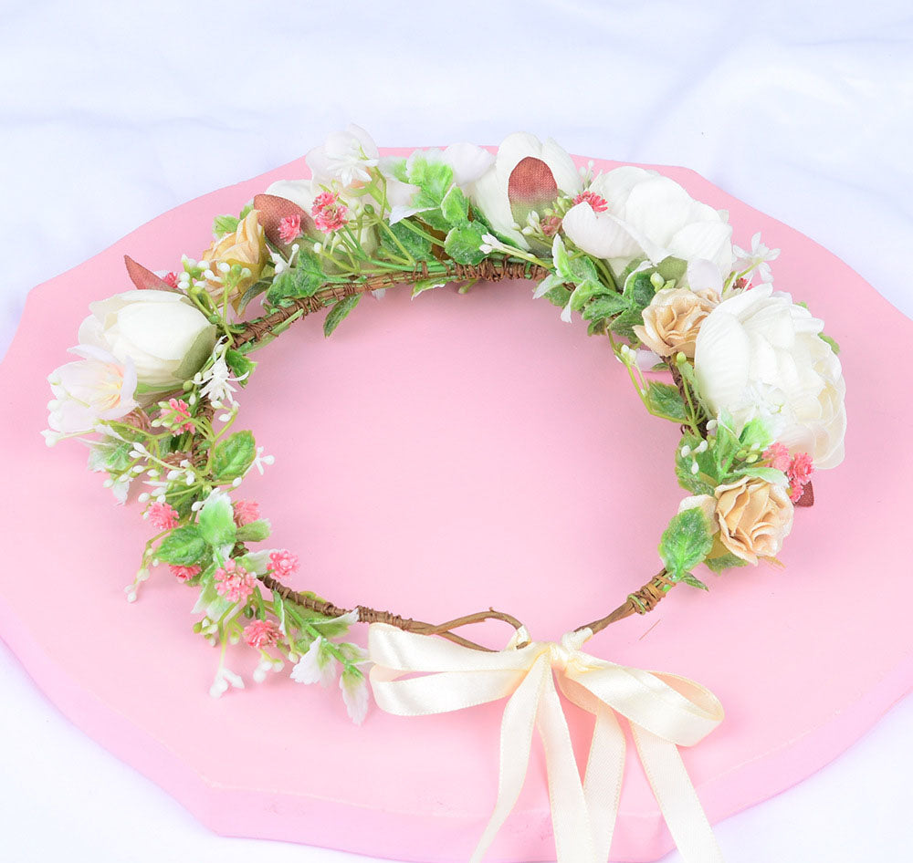 Korean style flower garland headwear, orchid flower crown, fashion show, dance party, headwear, vacation, countryside props, hea - V.I.P Digital Presence