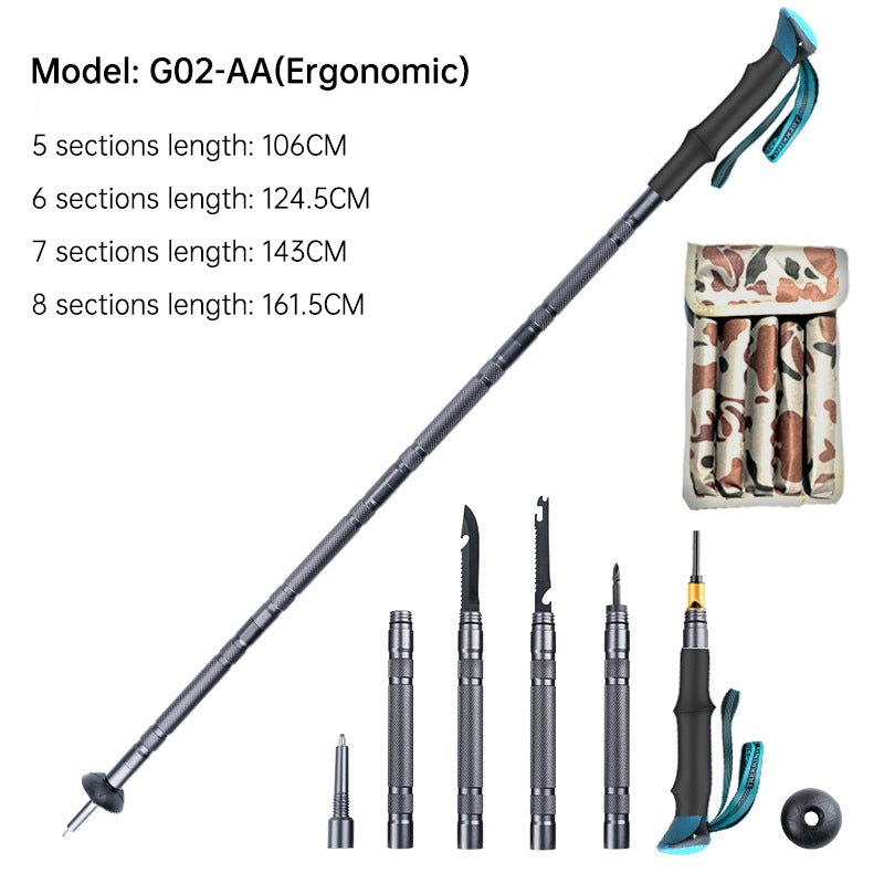 Folding telescopic outdoor hiking tactical self-defense stick Walking stick - V.I.P Digital Presence