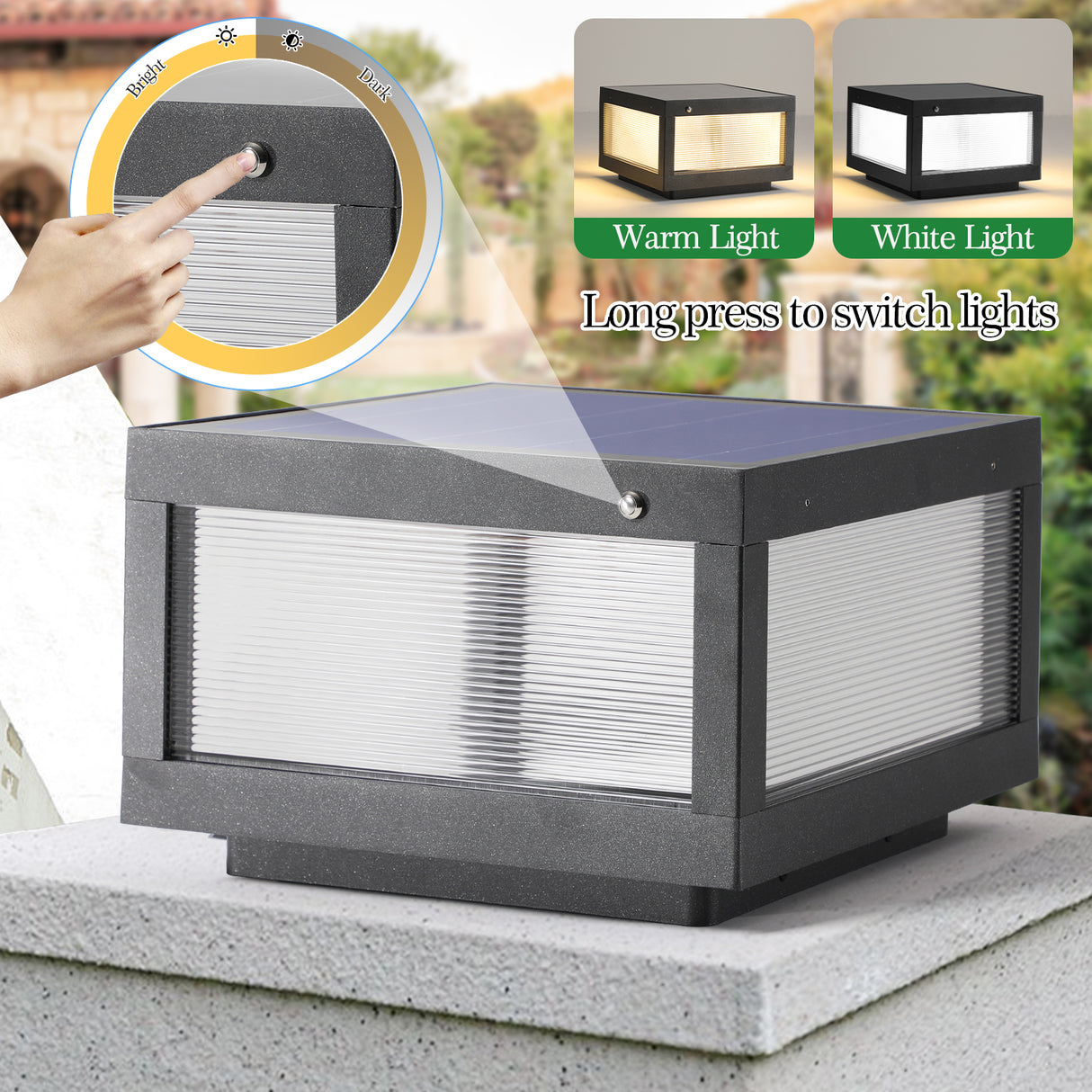 Solar Wall Lamp With Dimmable LED Aluminium