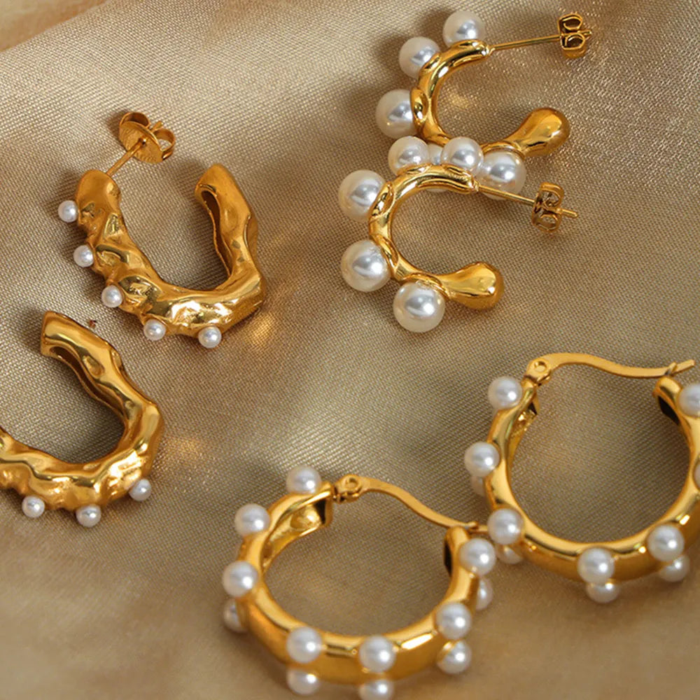 Synthetic Pearl 18K Gold-Plated Earrings - V.I.P Digital Presence
