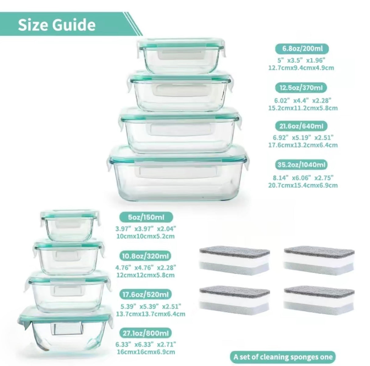 FreshSeal Glass Storage Set