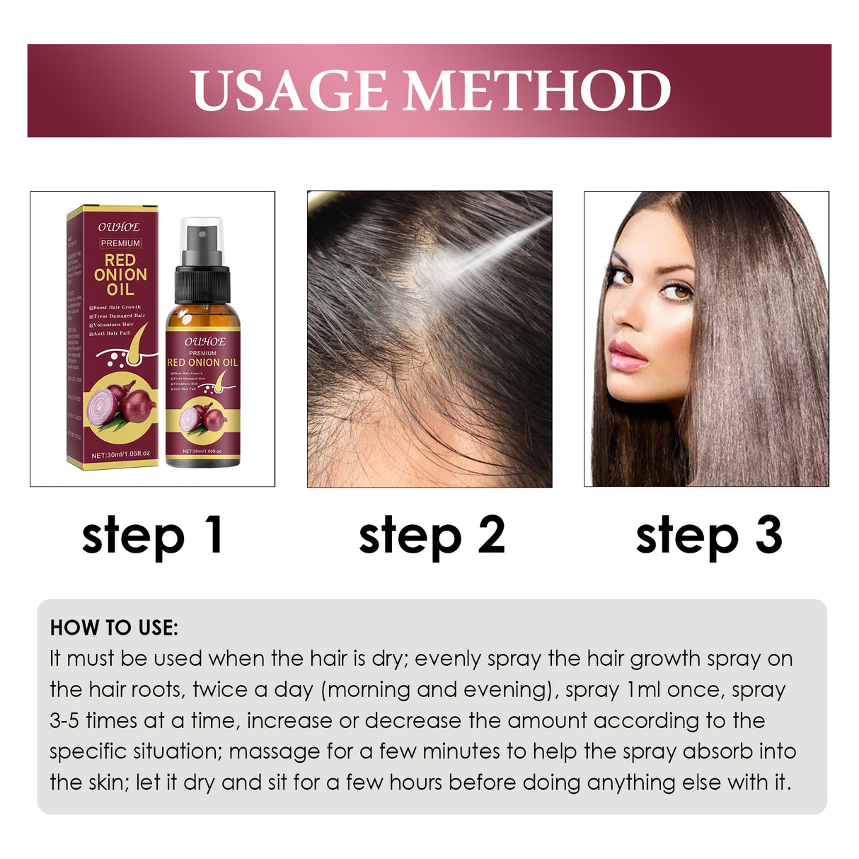 Onion Hair Growth Essential Oil, Strengthens And Hydrates Hair Growth Hair Dense Hair Care Spray - V.I.P Digital Presence