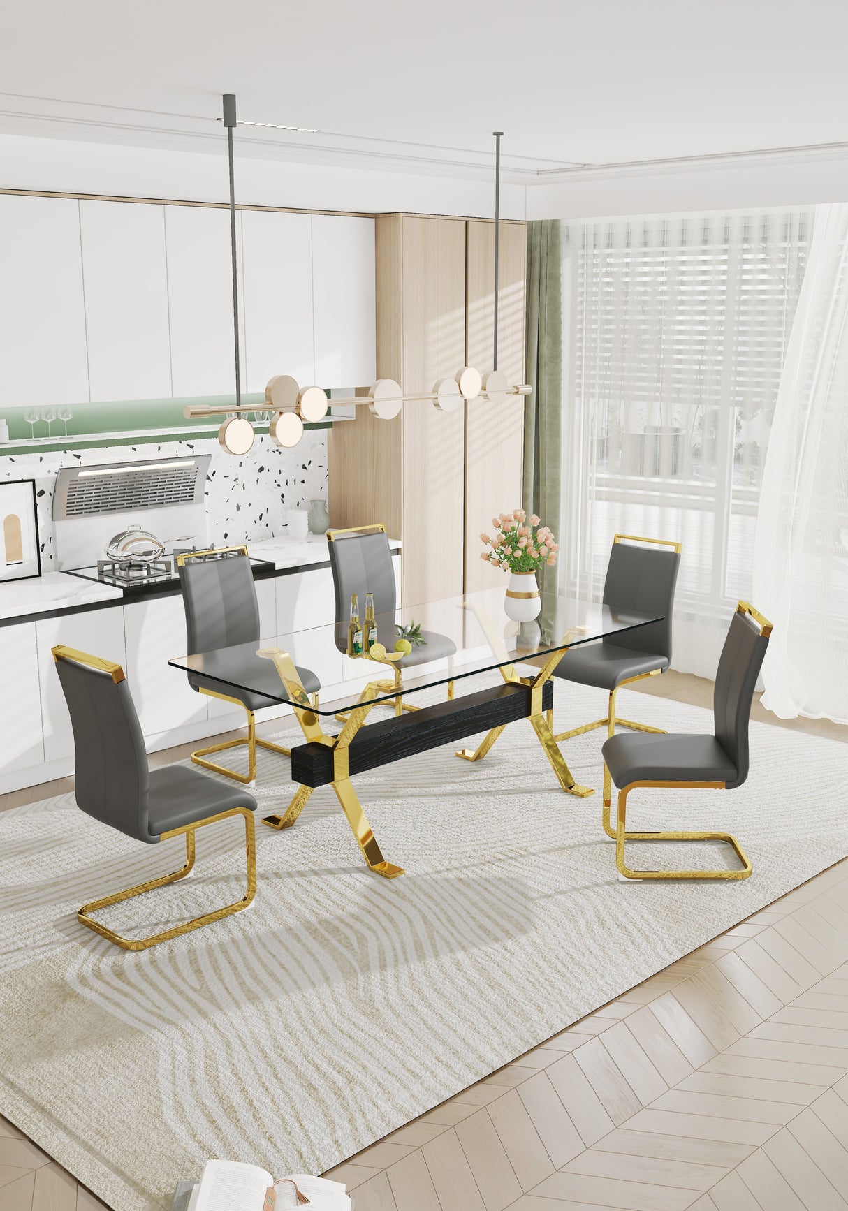 Dining table Modern tempered glass dining table Large modern office desk - V.I.P Digital Presence