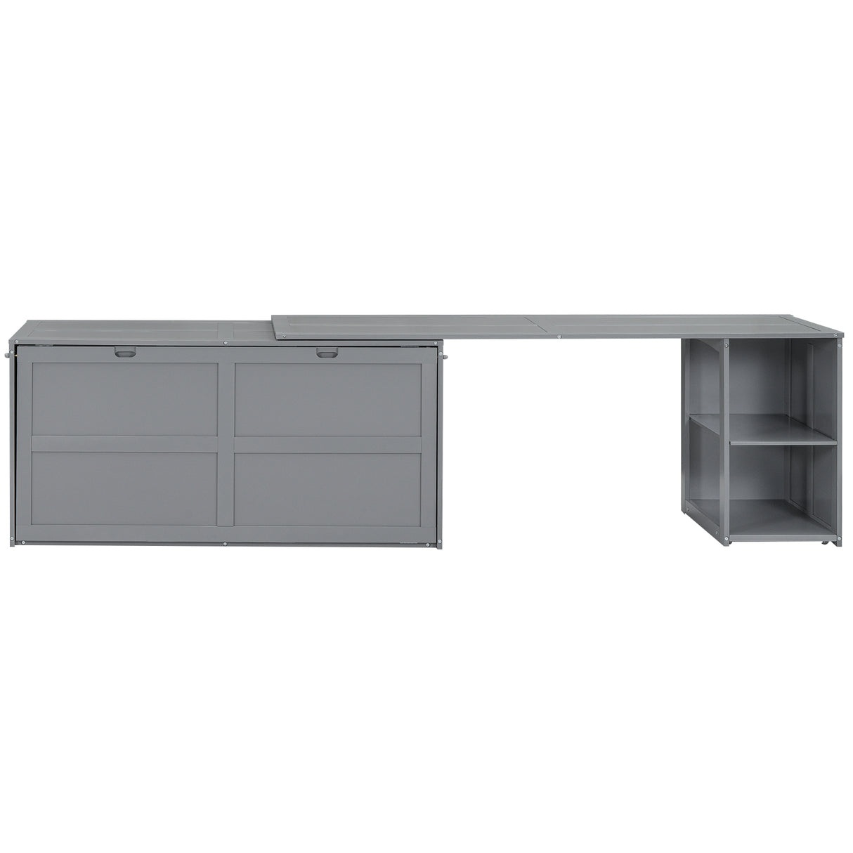 Queen Size Murphy Bed with Rotable Desk Gray